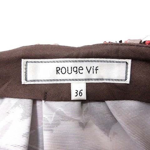 ルージュヴィフ Rouge vif フレアスカート ひざ丈 花柄 36 茶 ブラウン /YK レディース_画像5