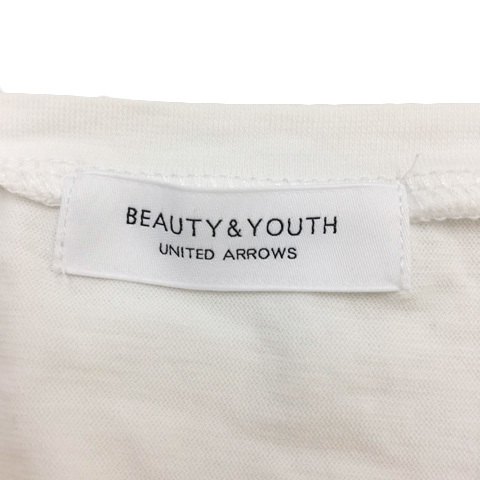 B&Y ユナイテッドアローズ BEAUTY&YOUTH ビューティー&ユース カットソー Tシャツ プルオーバー クルーネック 刺繍 ペイズリー 半袖 白 黄の画像5