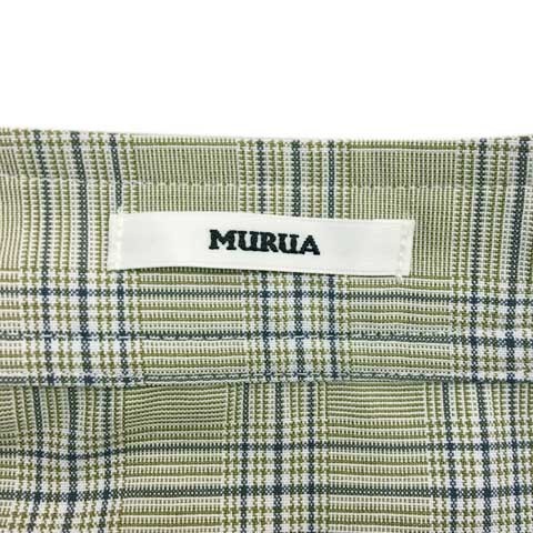 ムルーア MURUA スカート 台形 ミニ チェック ポリウレタン 1 (S) ベージュ グレー レディース_画像5