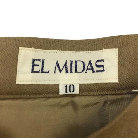 エルミダ EL MIDAS スカート タイト 膝丈 刺繍 ウール 10 ベージュ 茶 ブラウン レディース_画像5