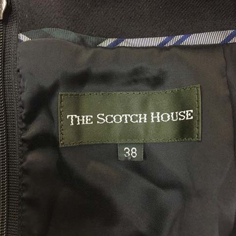 ザ スコッチ ハウス The Scotch House スカート タイト ひざ丈 タック ウール 無地 38 黒 ブラック レディース_画像5