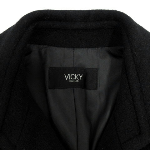  Vicky VICKY coat belt alpaca . made in Japan black black 2 lady's 