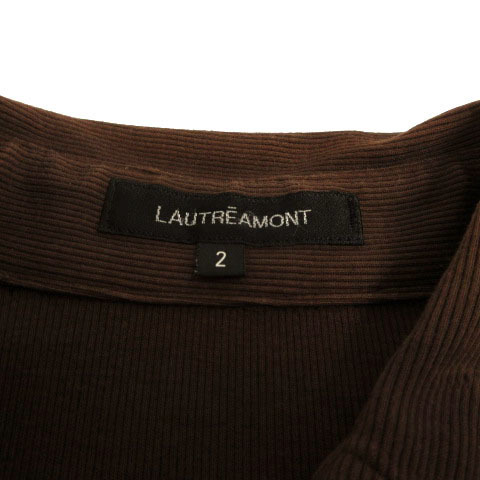 ロートレアモン LAUTREAMONT ポロシャツ スキッパーカラー 半袖 リブ ブラウン 茶 2 レディース_画像6