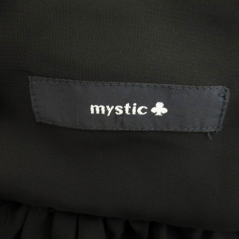 ミスティック mystic キャミソールワンピース ひざ丈 無地 シースルー F 黒 ブラック /SY38 レディース_画像3