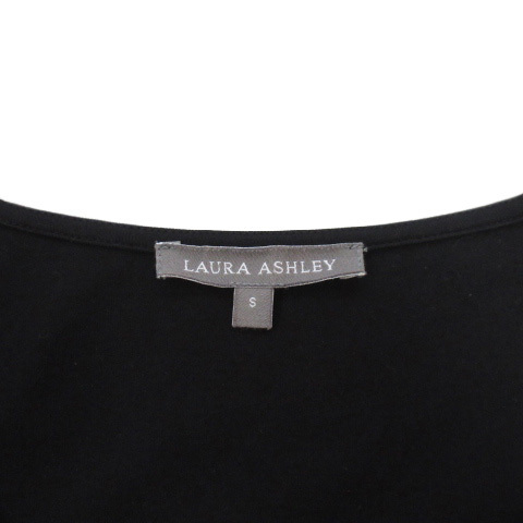 ローラアシュレイ LAURA ASHLEY カットソー タック ストレッチ シルク混 S 黒 ブラック レディース_画像4