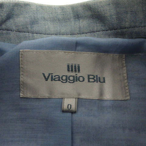 ビアッジョブルー Viaggio Blu ジャケット アウター ノーカラー ツイード調 ラメ ブルー 青 ホワイト 白 0 レディース_画像9