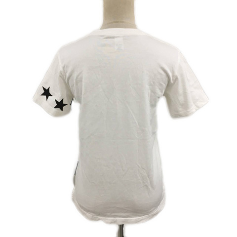 ベースコントロール BASE CONTROL Tシャツ カットソー プルオーバー クルーネック プリント スリット 星柄 半袖 01 白 黒 ホワイト ブラッ_画像4