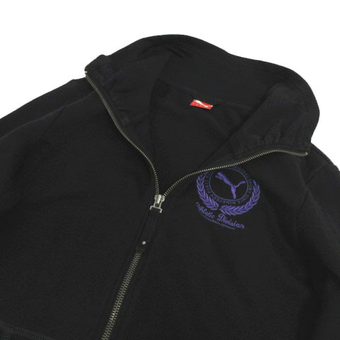 プーマ PUMA ジャケット スウェット スタンドカラー 長袖 ジップアップ ロゴ刺繍 ブラック 黒 パープル 紫 S レディース_画像5