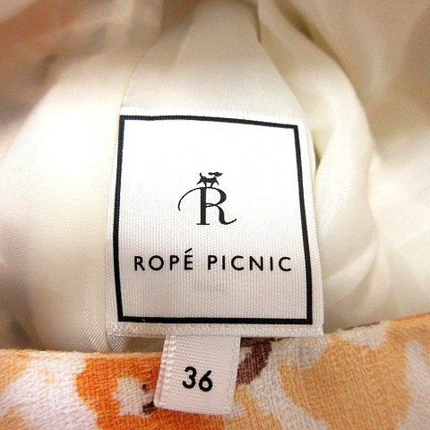 ロペピクニック ROPE Picnic スカート タイト ミニ 花柄 36 オレンジ 緑 グリーン /RT レディース_画像5