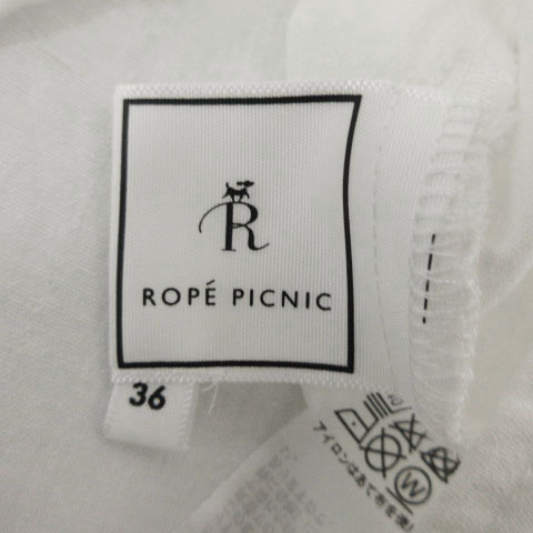 ロペピクニック ROPE Picnic カットソー 半袖 ベルスリーブ リボン シンプル ホワイト 白 36 レディース_画像7