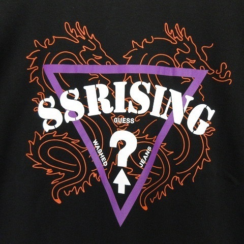 未使用品 ゲス GUESS 19AW GUESSx88RISING Tシャツ 長袖 クルーネック ロンT コットン オーバーサイズ ロゴ プリント XL 黒 メンズ_画像3