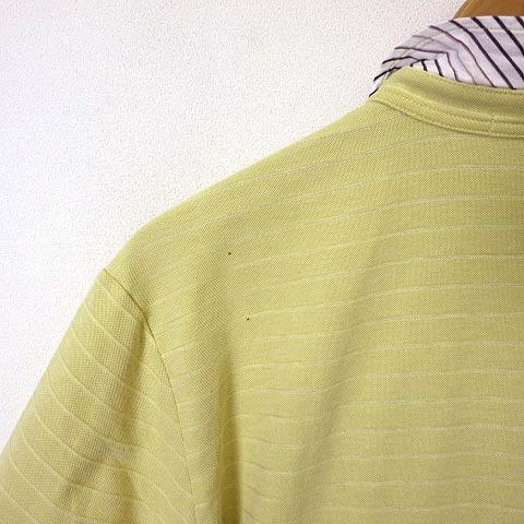 エービーエックス abx ポロシャツ シャドー ボーダー 鹿の子 ストライプ 配色 半袖 XL 4 黄 イエロー 白 ホワイト 大きいサイズ メンズ_画像5