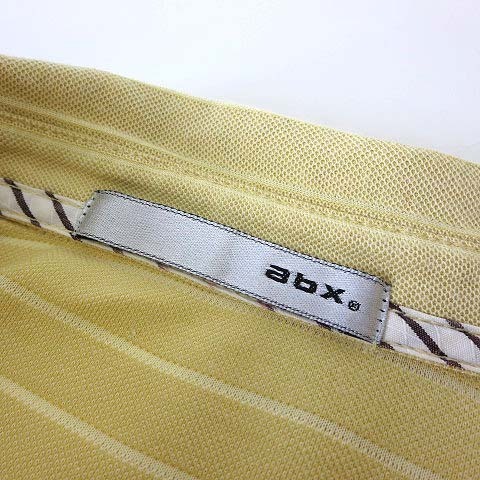 エービーエックス abx ポロシャツ シャドー ボーダー 鹿の子 ストライプ 配色 半袖 XL 4 黄 イエロー 白 ホワイト 大きいサイズ メンズ_画像4