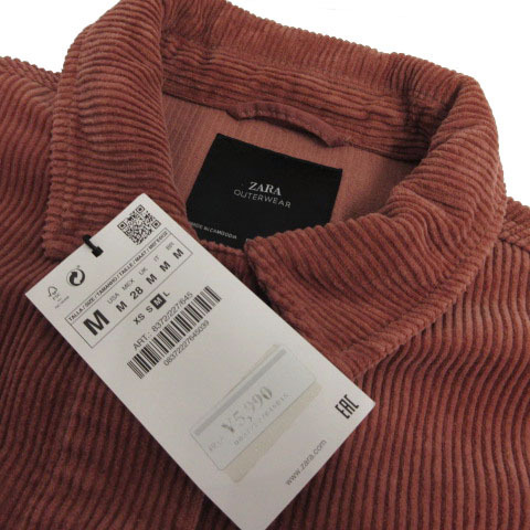 未使用品 ザラ ZARA ジャケット オーバーサイズシルエット アウター コーデュロイ カットオフ エンジ 赤系 M レディース_画像6