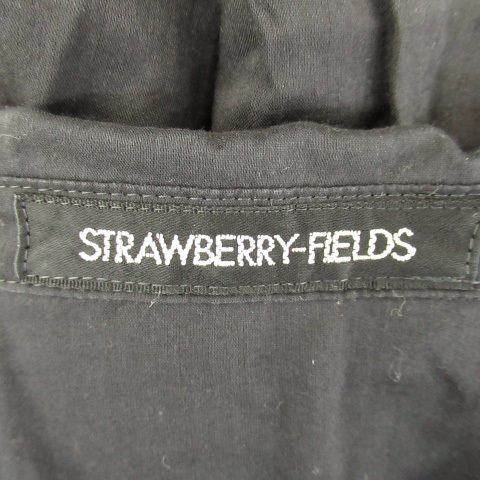 ストロベリーフィールズ STRAWBERRY-FIELDS シャツワンピース ノースリーブ ひざ丈 スキッパーカラー リボン 黒 ブラック レディース_画像4