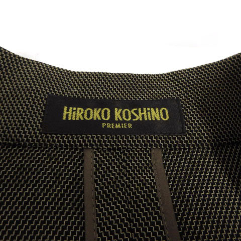 ヒロココシノ HIROKO KOSHINO ジャケット アウター 羽織り 総柄 日本製 ウール混 ブラック 黒 ベージュ 9 レディース_画像7