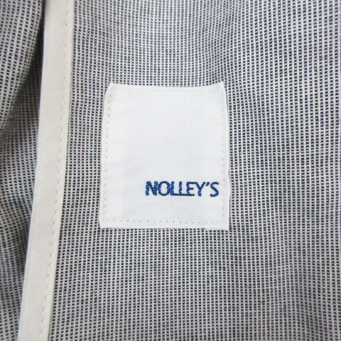 ノーリーズ Nolley's テーラードジャケット ミドル丈 シングルボタン 総柄 38 モノトーン 白 黒 ホワイト ブラック /FF8 レディース_画像6
