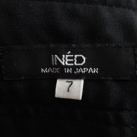  Ined INED pants cropped pants Zip fly center Press wool thin plain 7 black black bottoms /NA lady's 