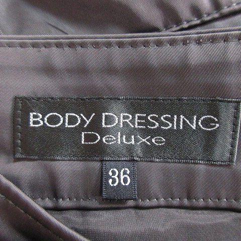 ボディドレッシングデラックス BODY DRESSING Deluxe スカート フレア ひざ丈 タック 薄手 無地 36 茶 ブラウン ボトムス レディース_画像7