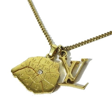 ルイヴィトン LOUIS VUITTON ネックレス コリエ マップ LV イニシャル