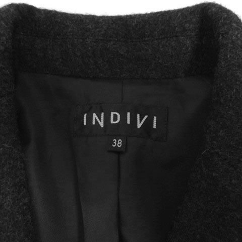  Indivi INDIVI suit skirt suit jacket tailored color single 1B skirt knee height wool gray 38 lady's 