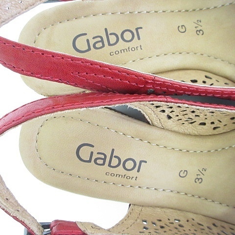 ガボール Gabor サンダル ウエッジソール パンチング 花モチーフ レッド ブラウン 赤 茶色 3 1/2 レディース_画像3