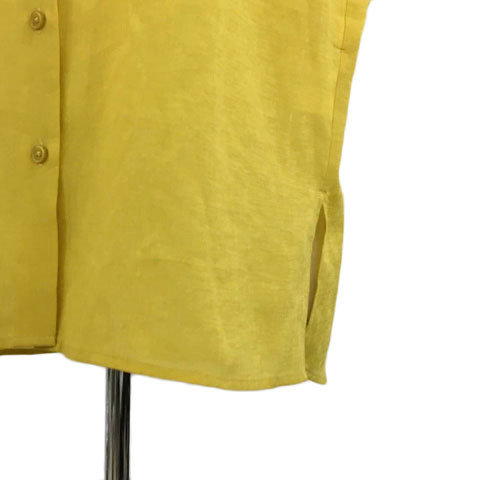 シェアパーク SHARE PARK シャツ ブラウス スキッパー 薄手 無地 フレアスリーブ 1 黄 イエロー レディースの画像3