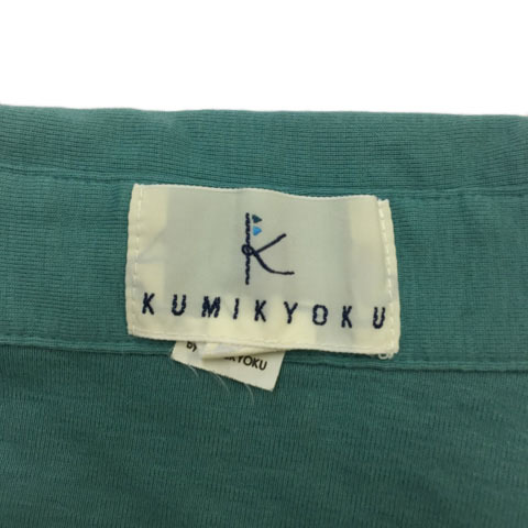 クミキョク 組曲 KUMIKYOKU カットソー シャツ プルオーバー スキッパー 無地 七分袖 2 緑 グリーン レディース_画像5