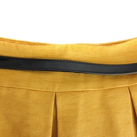  Rope ROPE юбка flair колено длина тонкий tuck талия ремень хлопок одноцветный 7 желтый желтый низ /ST женский 