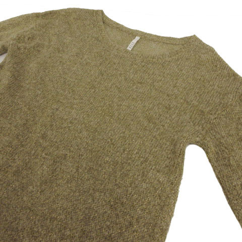  L ELLE knitted long sleeve thin simple mo hair . Mix thread khaki Brown Gold 38 lady's 
