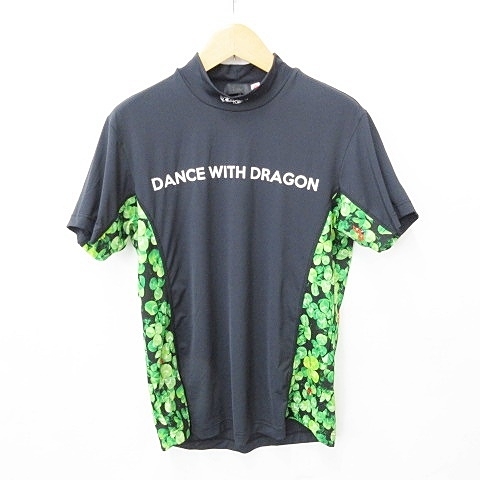 世界有名な TWINCOT 半袖 ハイネック シャツ 2021モデル ゴルフ Dragon With Dance ダンスウィズドラゴン クローバー グリー ブラック ロゴ てんとう虫 ダンスウイズドラゴン