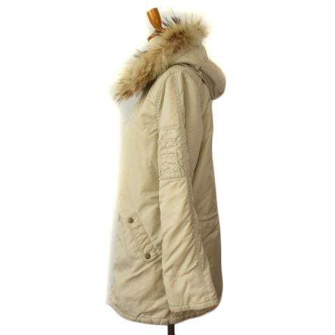  M ke- Michel Klein MK MICHEL KLEIN + jacket cotton inside raccoon fur nylon 38 beige lady's 