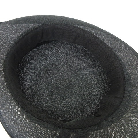 未使用品 ヴィリジアン The Viridi-anne ストローハット 帽子 ラムレザーリボン メッシュ 56cm 黒 ブラック メンズ_画像6