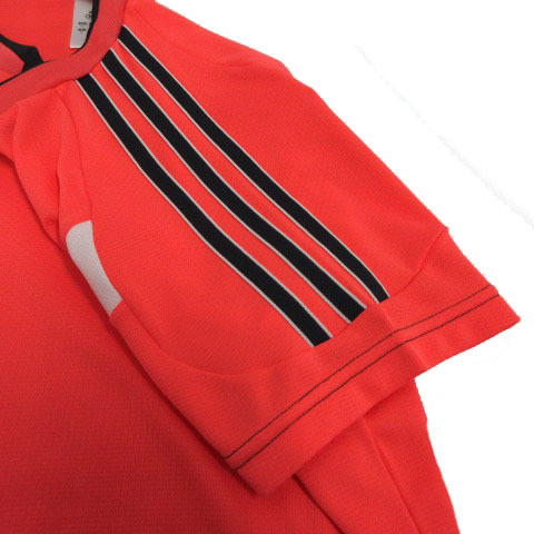 アディダス adidas Tシャツ 半袖 スポーツウェア 3本ライン メッシュ ピンク ブラック 黒 ホワイト 白 L_画像4