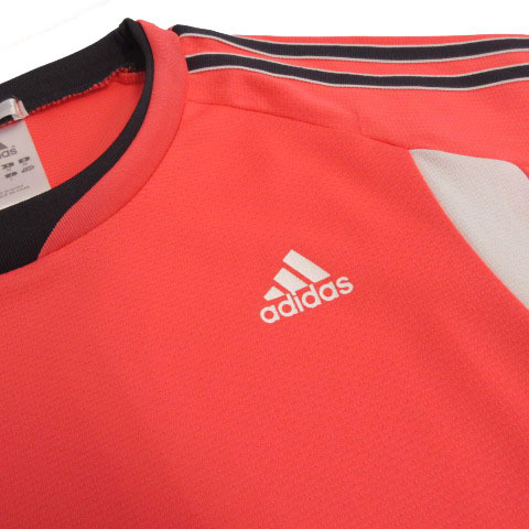 アディダス adidas Tシャツ 半袖 スポーツウェア 3本ライン メッシュ ピンク ブラック 黒 ホワイト 白 L_画像3