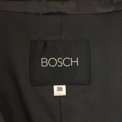 ボッシュ BOSCH ジャケット ノーカラー シングル 比翼仕立て ウール 無地 長袖 38 グレー レディース_画像5