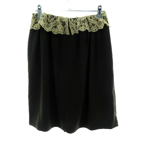  La Totalite La TOTALITE skirt flair knee height back fastener thin race plain 38 tea Brown bottoms /MO lady's 