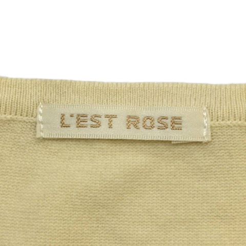  L'Est Rose L\'EST ROSE sweater knitted pull over U neck plain short sleeves 1 white beige white lady's 