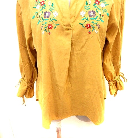  Olive des Olive OLIVE des OLIVE shirt blouse Skipper color long sleeve embroidery F mustard /RT #MO lady's 