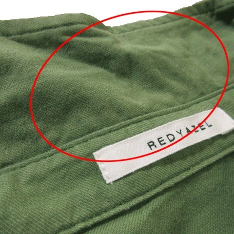 レディアゼル REDYAZEL シャツ 七分袖 ポケット リボン ベルト F 緑 グリーン /AH3 ☆ レディースの画像5