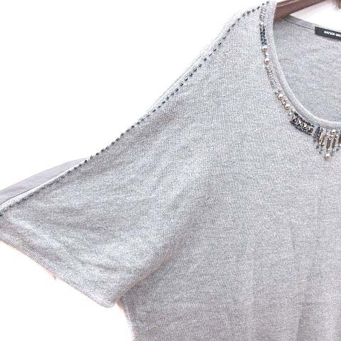  Mayson Grey MAYSON GREYdo Le Mans knitted cut and sewn 7 minute sleeve switch beads Anne gola.2 gray /CT #MO lady's 