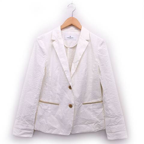 モラビト MORABITO ジャケット テーラード 長袖 2つボタン 飾りポケット 薄手 長袖 40 ホワイト 白 /TT レディース_画像1