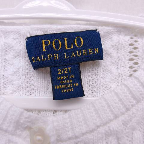  Polo Ralph Lauren POLO RALPH LAUREN внутренний стандартный детская одежда кардиган вязаный длинный рукав вышивка передний открытие круглый вырез 2/2T белый /TT Kids 