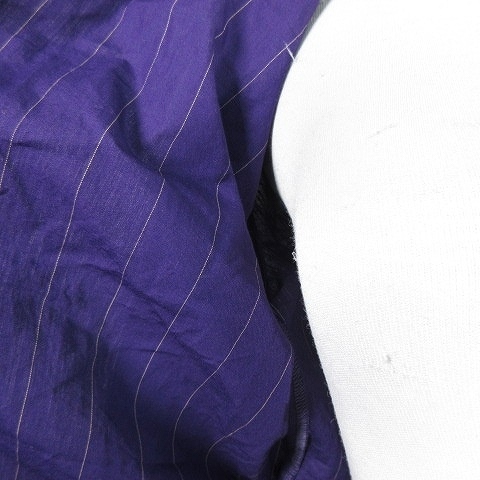 アニエスベー ジャケット ジャンパー 長袖 ローカラー フリル ジップアップ ストライプ 38 紫 白 レディース_画像6
