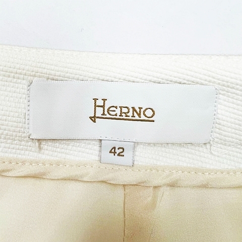 ヘルノ HERNO 膝丈 ストレッチ コットン スカート 白 ホワイト 42 レディース_画像3