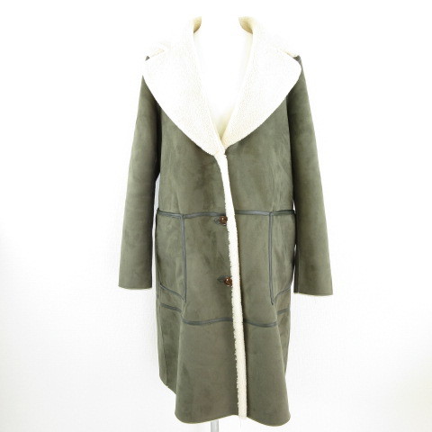 超格安価格 ベージュ 緑 ロング 長袖 リバーシブルフェイクムートンコート RINO&PELLE 42 レディース *A459 ムートン、ラム 超格安価格 ベージュ 緑 ロング 長袖 リバーシブルフェイクムートンコート RINO&PELLE 42 レディース *A459 ムートン、ラム