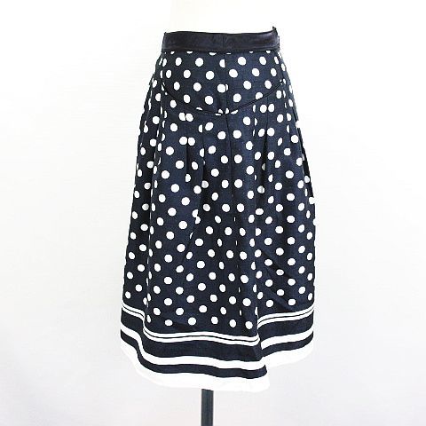  clear Impression skirt knee height flair dot ground pattern 3 navy × white *EKM lady's 