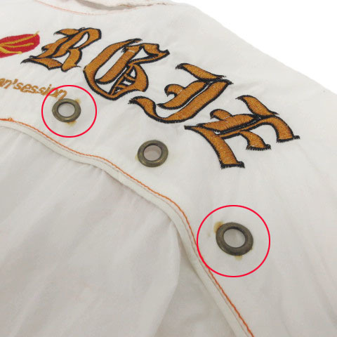 エナジー ENERGIE シャツ 長袖 ステッチ バックロゴ刺繍 ホワイト 白 オレンジ XL メンズ_画像9