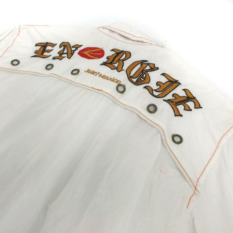 エナジー ENERGIE シャツ 長袖 ステッチ バックロゴ刺繍 ホワイト 白 オレンジ XL メンズ_画像6