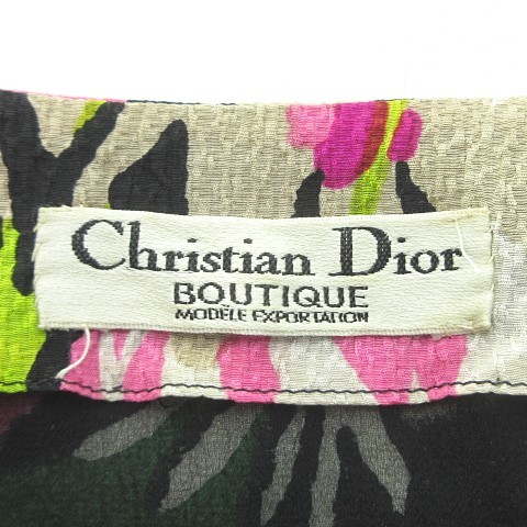  Christian Dior Dior Vintage - pi рубашка безрукавка шелк цветочный принт многоцветный черный S ранг 